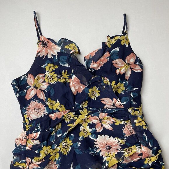 Lulus Floral Ruche Maxi Dress Women's Large Blue Floral Flowercore Coquette - Picture 6 of 16